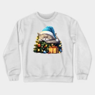 Lazy British Shorthair Cat At Christmas Crewneck Sweatshirt